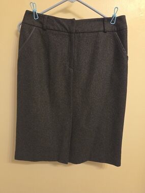 Vintage Nine & Company Black Charcoal Wool Blend Knee Length Pencil Skirt Sz 6